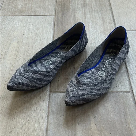 Rothy's Gray Zebra Flats with Blue Accent - Picture 2 of 6